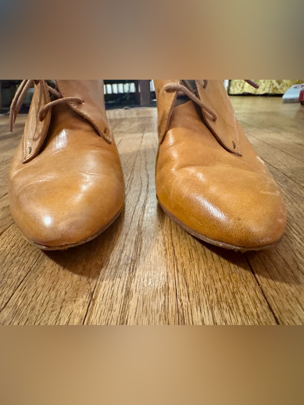 Women’s Pointed Leather Lace-Up Heels in Tan - 41 - Picture 5 of 9